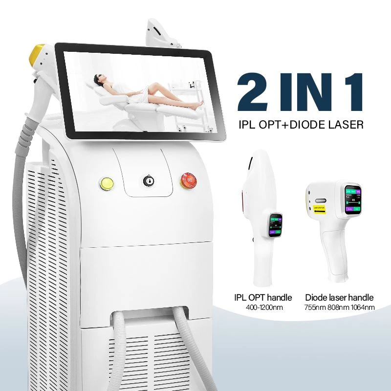 2 في 1 IPL OPT + آلة إزالة الشعر بالليزر ديود