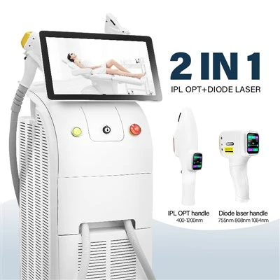 2 في 1 IPL OPT + آلة إزالة الشعر بالليزر ديود